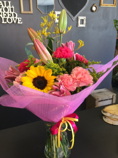Summer Celebration - A vibrant hand-tied bouquet bursting with cheerful colour, perfect for birthdays, congratulations or simply making someone smile.